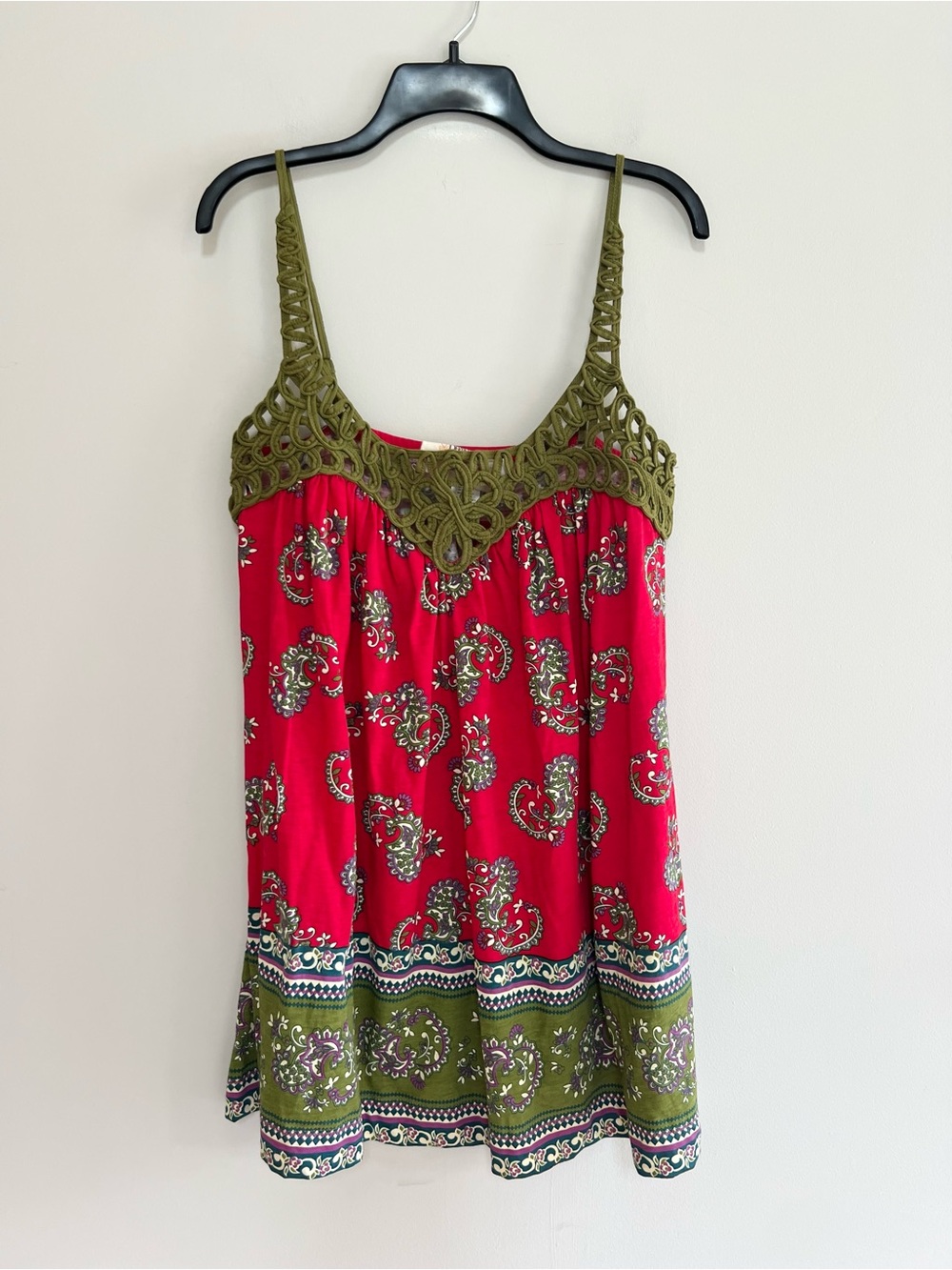 Debbie Miller for RIGO Crochet Boho Paisley Sleeveless Cotton Tunic Y2K, Medium